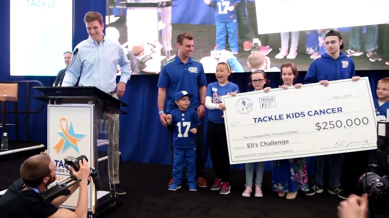 Video: NY Giants Eli Manning supports Tackle Kids Cancer event at MetLife  Stadium